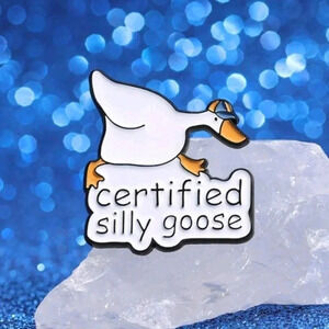 Silly goose duck white funny enamel brooch pin accessories backpack womens jewel